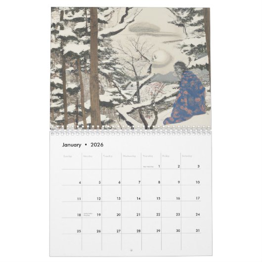 japans traditioneel schilderij ukiyo-e kalender (Jan 2026)