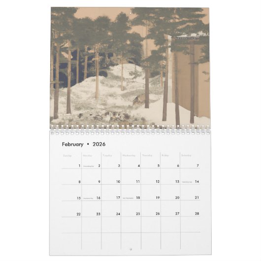 japans traditioneel schilderij ukiyo-e kalender (Feb 2026)