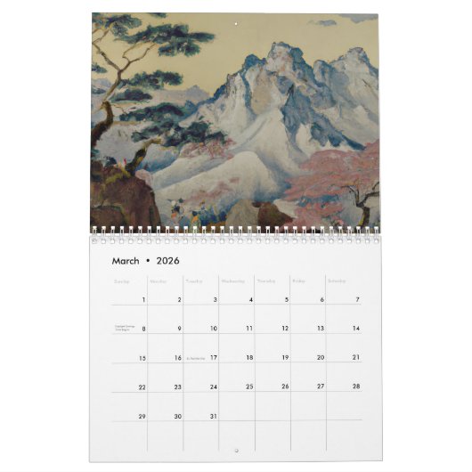 japans traditioneel schilderij ukiyo-e kalender (Mar 2026)