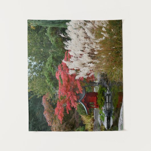 Japans Tuin Herfst Scène Landschap Wandkleed (Voorkant)