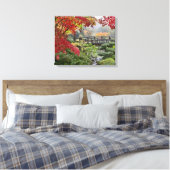 Japans Tuin in Herfst Uitgerekt Canvas Print (Insitu (Slaapkamer))