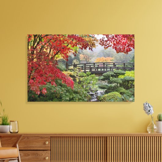 Japans Tuin in Herfst Uitgerekt Canvas Print (Insitu (Woonkamer))