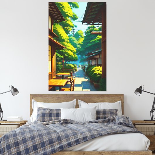 Japans Tuin Outdoor Cafe Canvas Afdruk (Insitu (Slaapkamer))