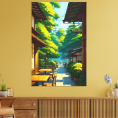 Japans Tuin Outdoor Cafe Canvas Afdruk (Insitu (Woonkamer))