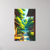 Japans Tuin Outdoor Cafe Canvas Afdruk (Voorkant)