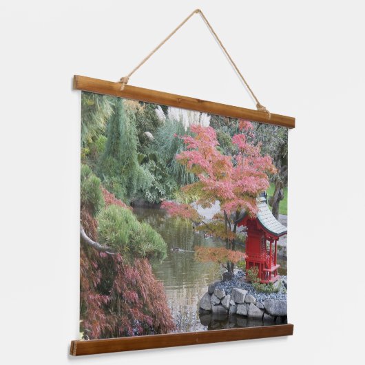 Japans tuin vijver landschap hangend wandkleed (Gebogen)