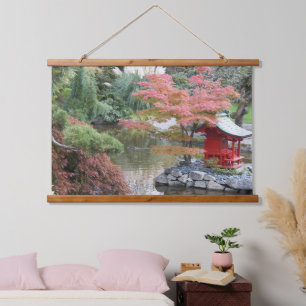 Japans tuin vijver landschap hangend wandkleed