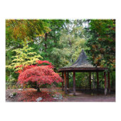 Japans tuinpaviljoen en herfst leves foto afdruk (Voorkant)