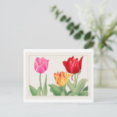 Japans Tulip Woodblock Print Briefkaart (Staand voorkant)
