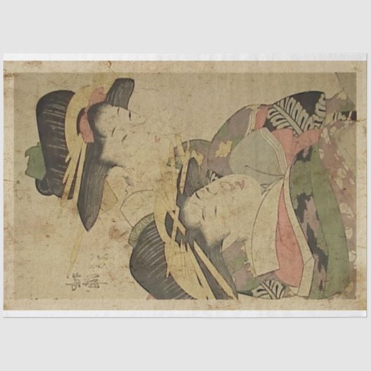 Japans twee dames Woodblock print ukiyo Style Tissuepapier (Voorkant)