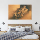 Japans Twee draken in Wolken Canvas Afdruk (Insitu (Slaapkamer))