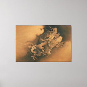 Japans Twee draken in Wolken Canvas Afdruk