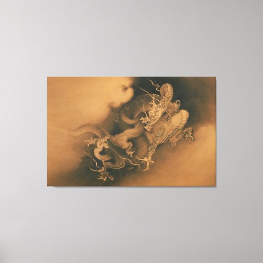 Japans Twee draken in Wolken Canvas Afdruk (Voorkant)