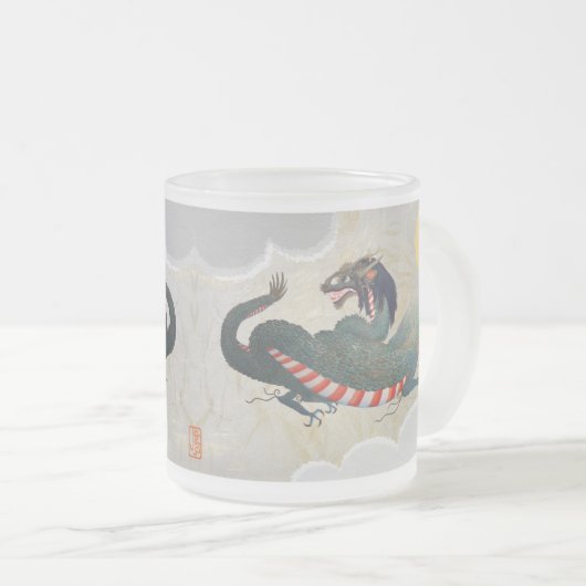 Japans Twin Dragons Frosted Glass Mok (Voorkant rechts)