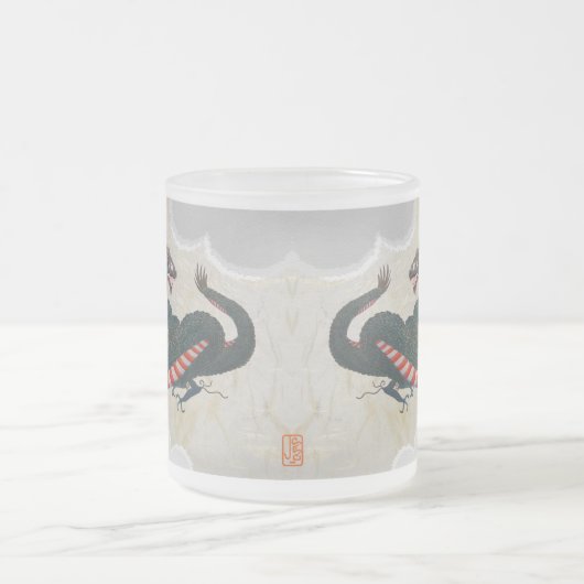 Japans Twin Dragons Frosted Glass Mok (Center)