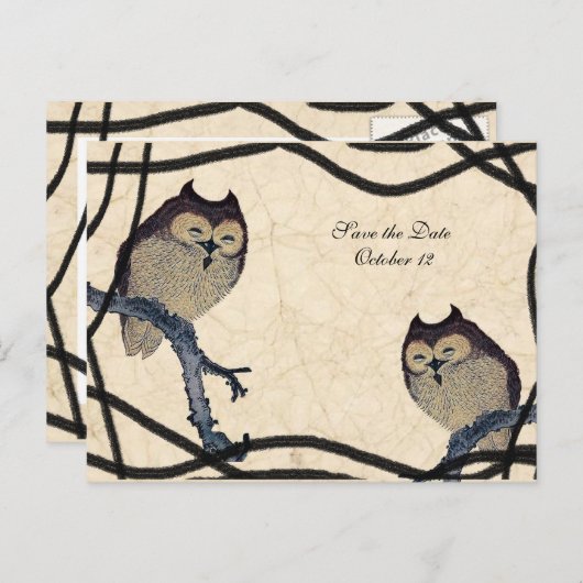  japans uil bewaar de datum aankondigingskaart (Voorkant / Achterkant)