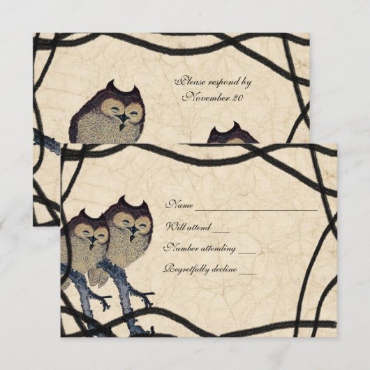  Japans Uil rsvp met enveloppen Kaartje (Voorkant / Achterkant)
