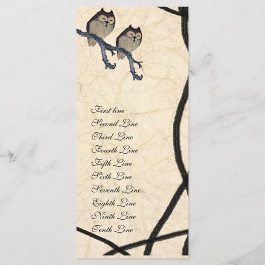  japans uilen bruiloft programma programmakaart (Achterkant)