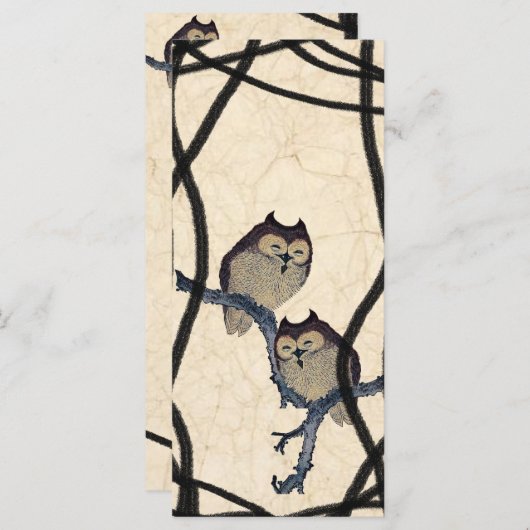  japans uilen bruiloft programma programmakaart (Voorkant / Achterkant)