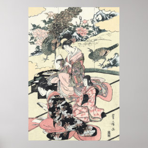Japans ukiyo-E Daimyo geen okuzashiki door Poster