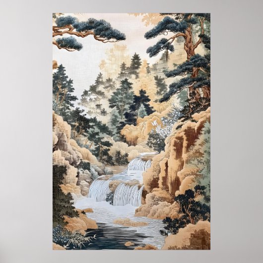 Japans Ukiyo-e-landschapsprint - Vintage Stroom Poster (Voorkant)