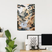 Japans Ukiyo-e-landschapsprint - Vintage Stroom Poster (Thuiskantoor)