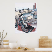 Japans Ukiyo-e Print met een Uitzicht van Kyoto (Keuken)