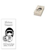 Japans Umbrella Geisha Girl in Kimono-adres Rubberstempel (Gestempeld)