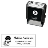 Japans Umbrella Girl in Kimono-adres Zelfinktende Stempel (In situ)