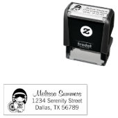 Japans Umbrella Girl in Kimono-adres Zelfinktende Stempel (In situ)