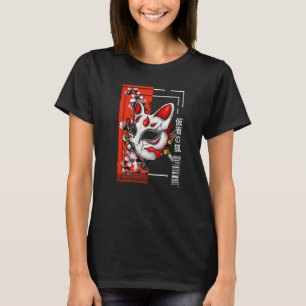japans urban stijl retro gemaskerde vos oni t-shirt