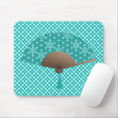 Japans ventilator in Asanoha patroon, Turquoise Muismat (Met muis)