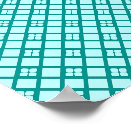 Japans ventilator in Asanoha patroon, Turquoise Poster (Hoek)