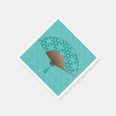 Japans ventilator in Asanoha patroon, Turquoise Servetten (Hoek)