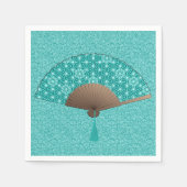 Japans ventilator in Asanoha patroon, Turquoise Servetten (Voorkant)