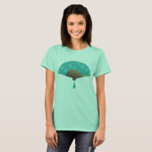 Japans ventilator in Asanoha patroon, Turquoise T-shirt (Voorkant volledig)
