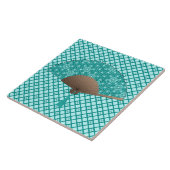 Japans ventilator in Asanoha patroon, Turquoise Tegeltje (Zijkant)