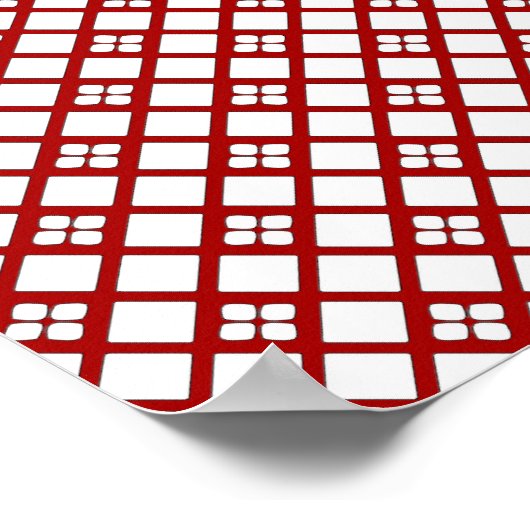 Japans ventilator in Leaf Print, donkerrood en wit Poster (Hoek)