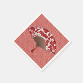 Japans ventilator in Leaf Print, donkerrood en wit Servet (Hoek)