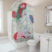 Japans ventilator op Waves Patroon Douchegordijn (In situ)