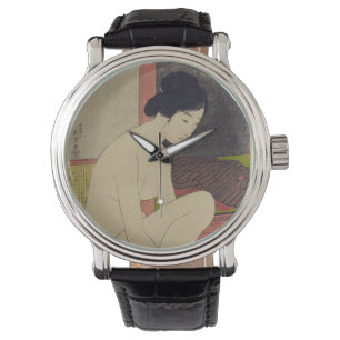 Japans Vintage beeld van vrouw na bad Horloge