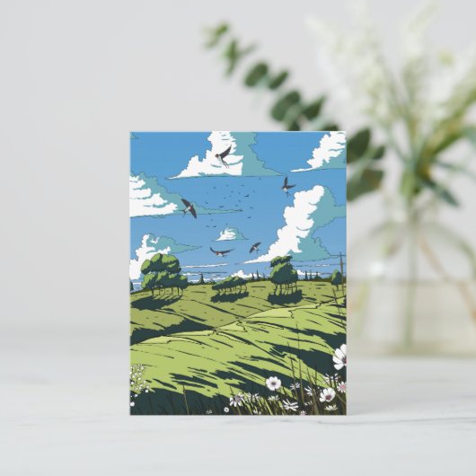 Japans vintage landschap 's nachts briefkaart (Staand voorkant)