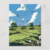 Japans vintage landschap 's nachts briefkaart (Voorkant)