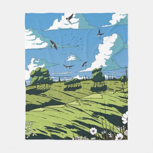 Japans vintage landschap 's nachts fleece deken (Voorkant)