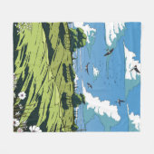 Japans vintage landschap 's nachts fleece deken (Voorkant (Horizontaal))