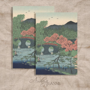 Japans Vintage meer met brug blauw in koraal Tissuepapier