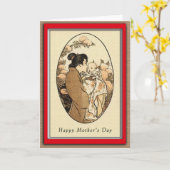Japans Vintage Moederdag Kaart (Gele Bloem)