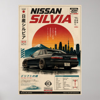 Japans vintage sportwagenposter | Mount Fuji Wa Poster