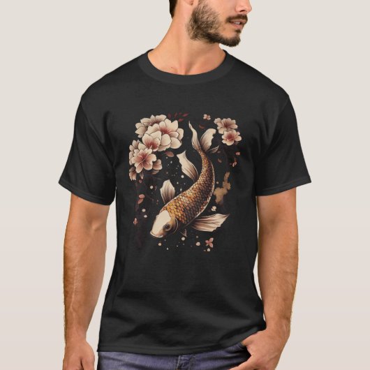 Japans Vis Koi Karper Graphic Cherry Blos T-shirt (Voorkant)
