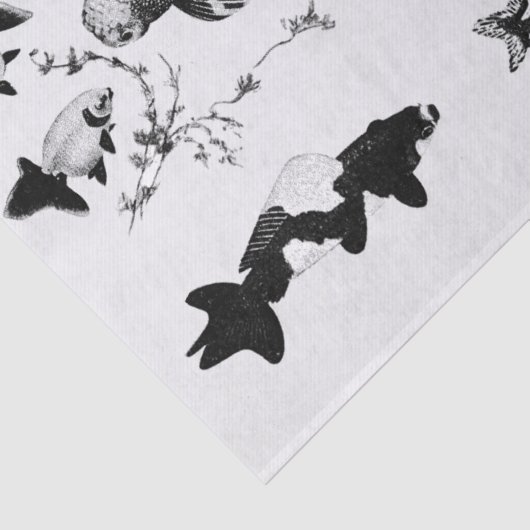 JAPANS VISAFDRUKTAFDEKKETpapier ZWART EN WITTE Tissuepapier (Detail)